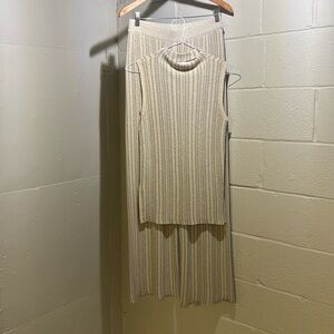 House of Harlow 1960 Beige Striped Pants & Top Set